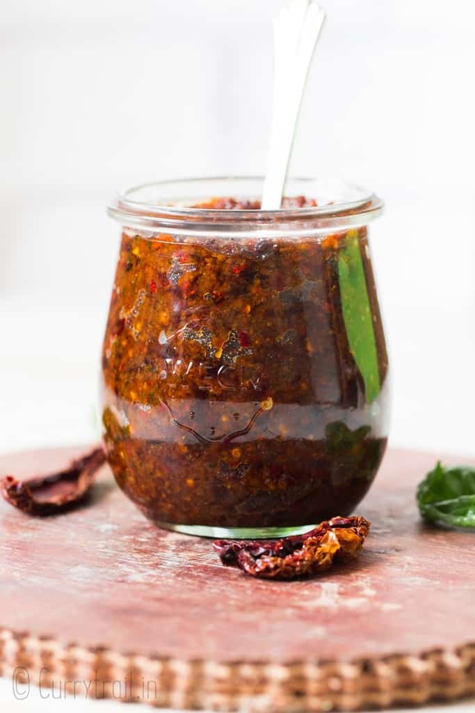 sun dried tomato pesto in glass jar