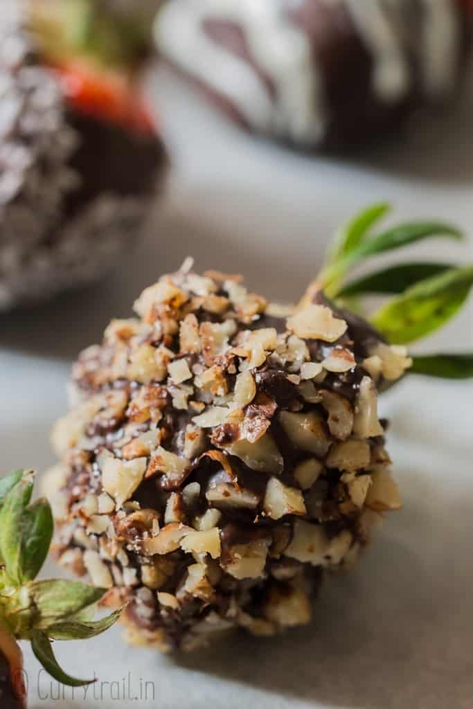 walnut coated chocolate dipped strawberries