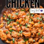 easy cashew chicken made in wok with text