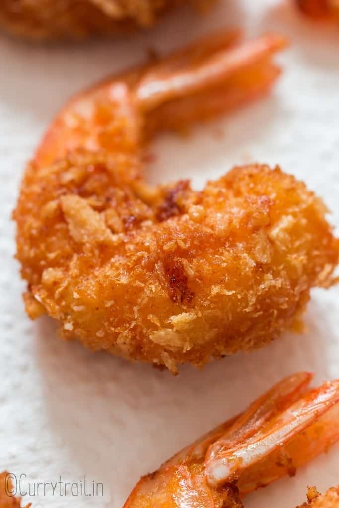 closeup of coconut crusted shrimps