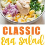 classic egg salad recipe with text overlay