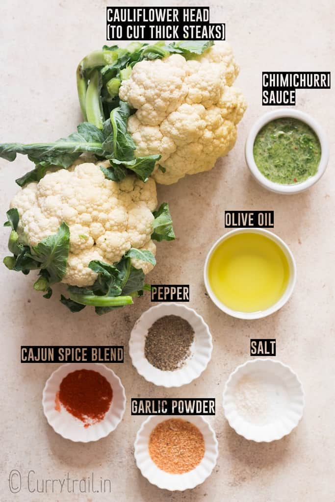 ingredients for cauliflower steaks