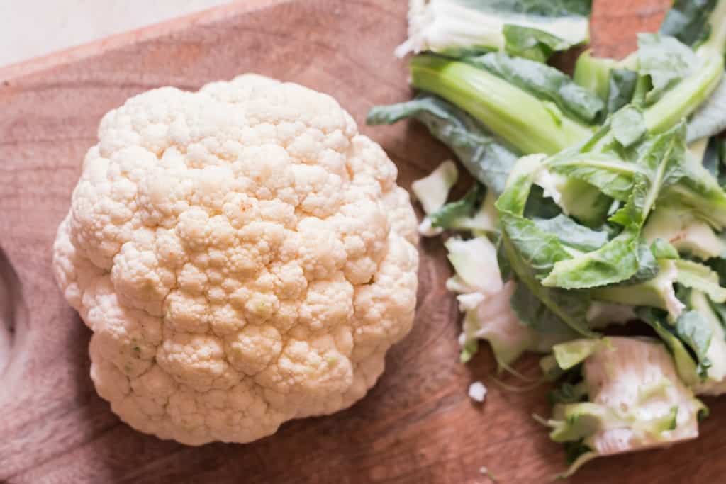 green stem removed from cauliflower head