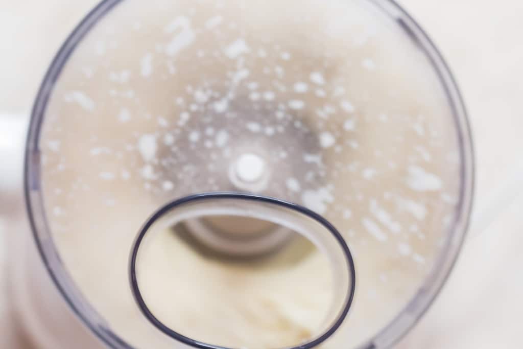 blending cauliflower cheese sauce in food processor