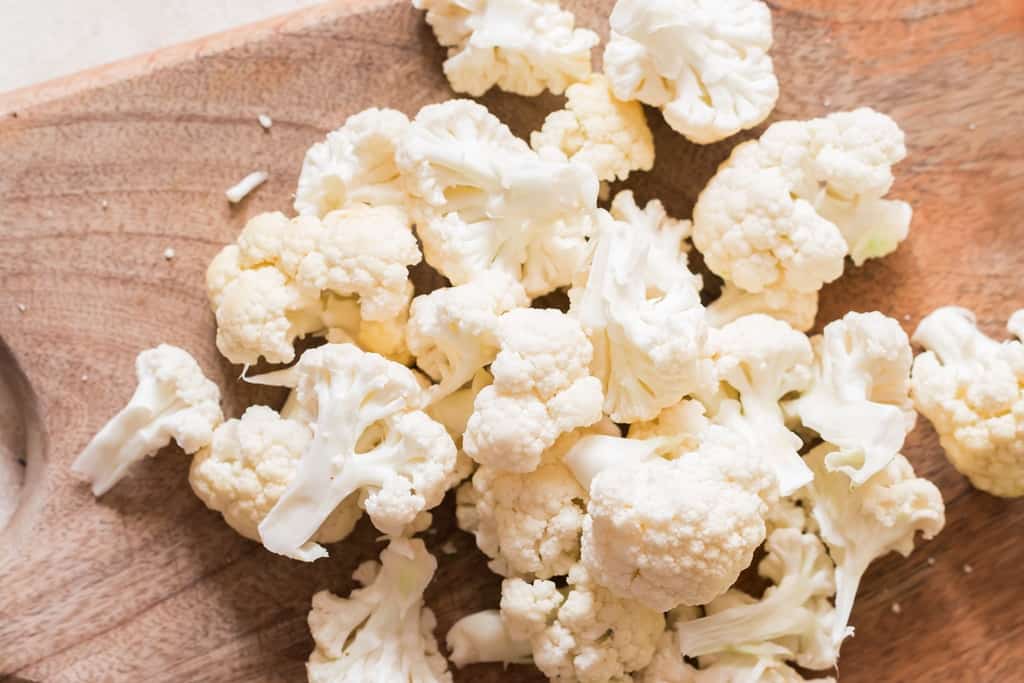 cauliflower head broken into smaller florets