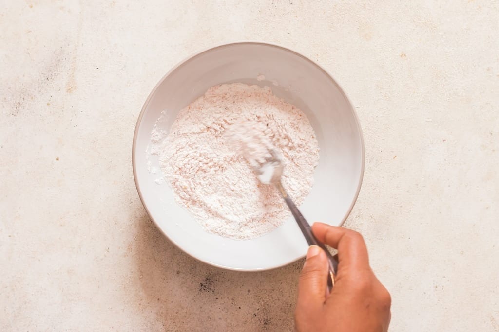 flour mixed with spices to coat shrimp.