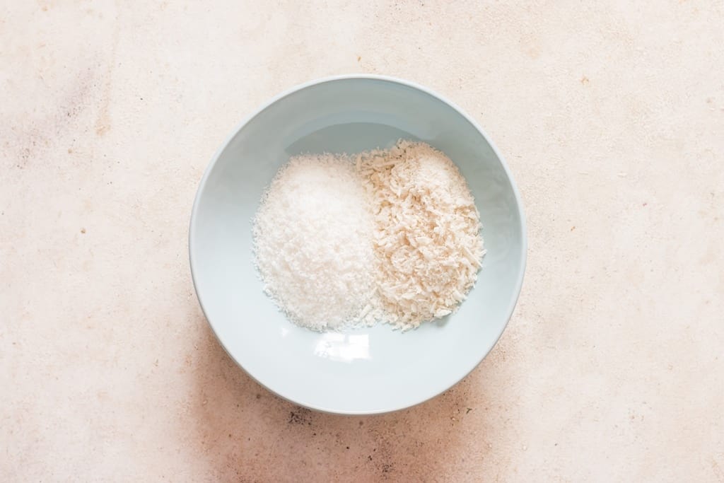 shredded coconut and panko bread crumbs mix for making coconut shrimp
