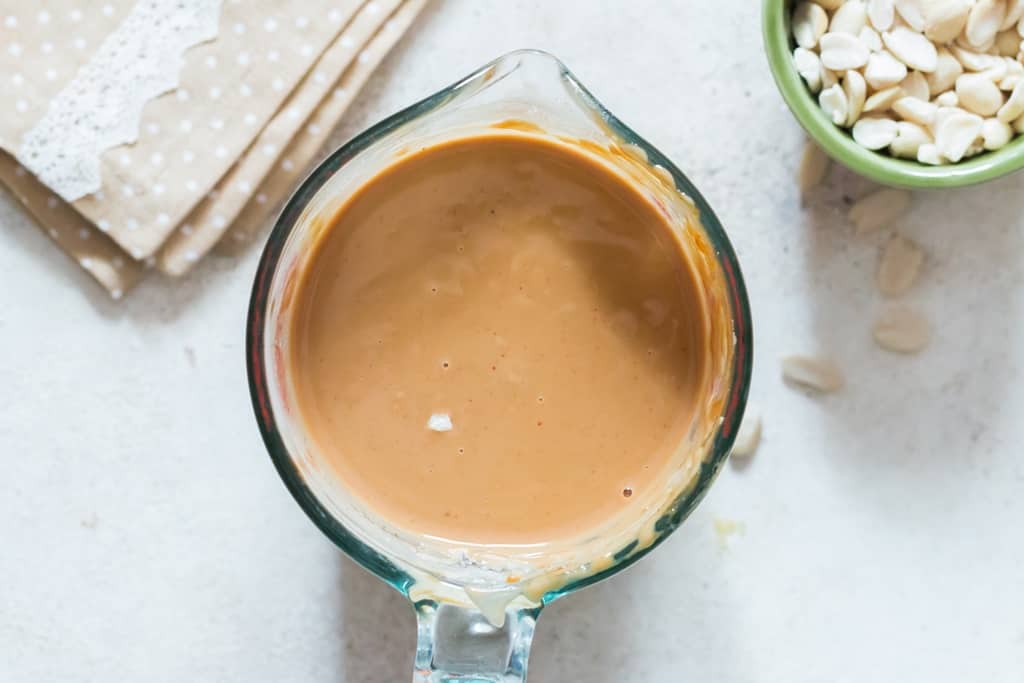 peanut sauce prepared in a bowl.