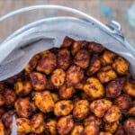 chickpeas roasted with spices served in snack bucket.
