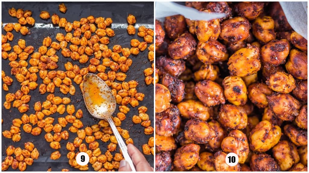 roasting chickpeas in oven with seasoning.