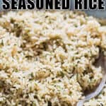 easy seasoned rice recipe with text overlay