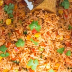 instant pot Mexican rice garnished with cilantro