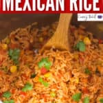 instant pot Mexican rice with veggies with text