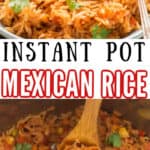 Mexican rice made in instant pot with text overlay