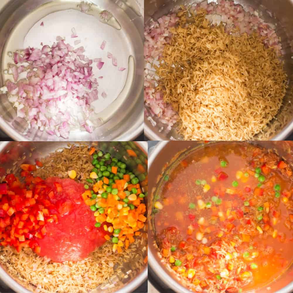 step by step pictorial for instant pot Mexican rice