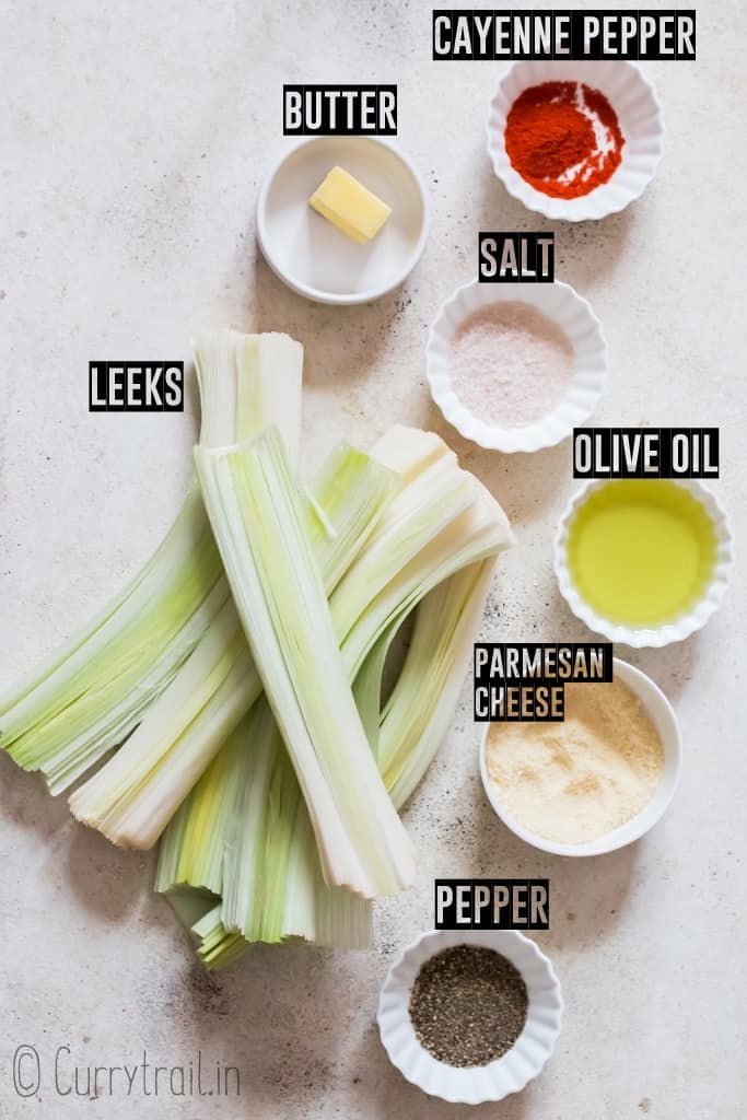 ingredients for roasted leeks