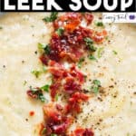 potato leek soup with text overlay