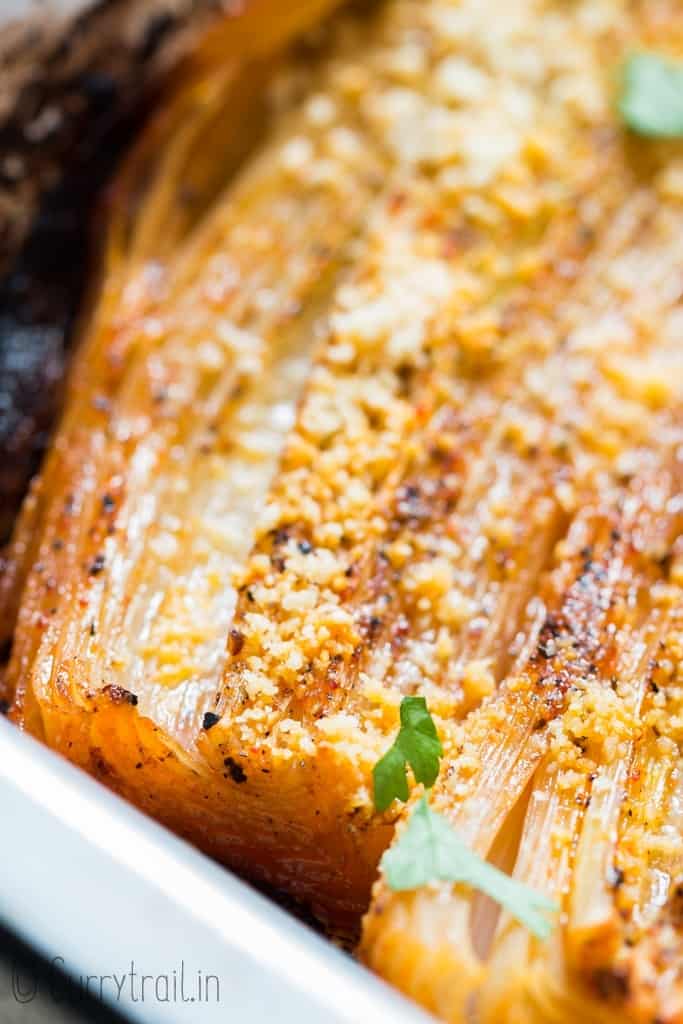 oven roasted leeks with Parmesan cheese
