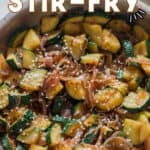 zucchini stir fry in skillet