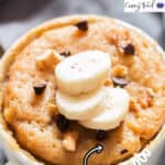 1 minute microwave banana mug cake with text overlay