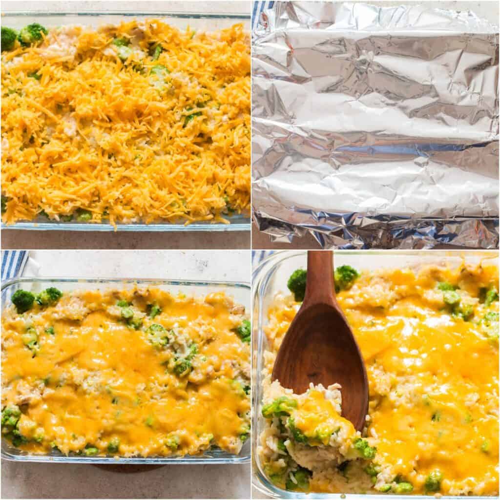 step by step pictorial instructions of chicken broccoli rice casserole
