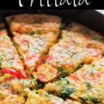 best egg frittata with potato crust with text