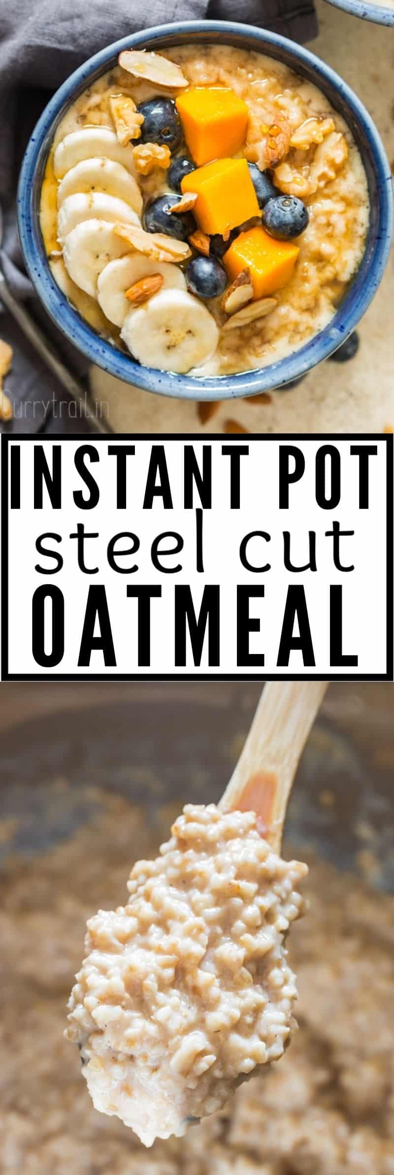 Easy And Quick Instant Pot Steel Cut Oats - Curry Trail