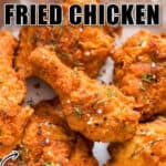 crispy fried chicken with text