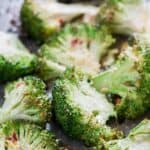 spicy broccoli roasted in oven with garlic Parmesan