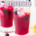 cool refreshing lemonade made with blueberries with text