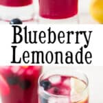 cool refreshing lemonade made with blueberries with text