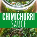 healthy chimichurri sauce with text