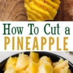 cut pineapple with text