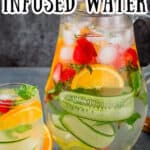 a pitcher full of infused detox water with text