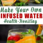 Refreshing homemade infused water in pitcher with text