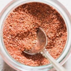 homemade salt seasoning in glass jar with spoon