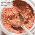 homemade seasoning salt in jar with text overlay