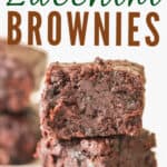 fudgy moist zucchini brownies with text