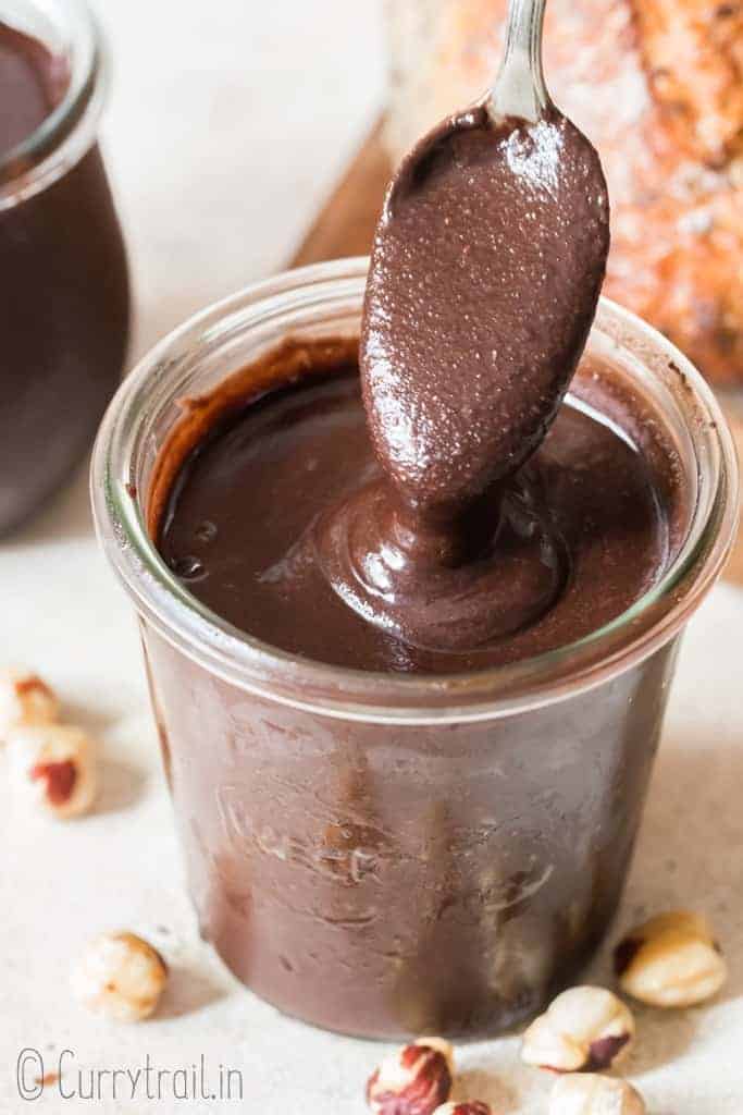 creamy homemade Nutella in glass weck jars