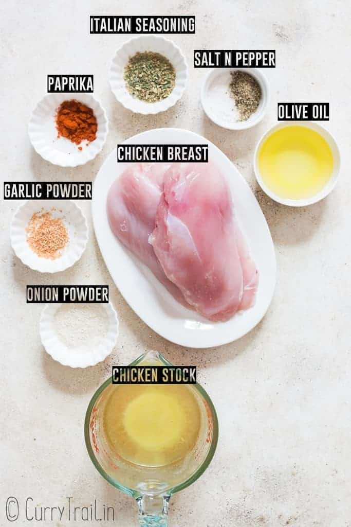 all ingredients to make instant pot chicken breasts