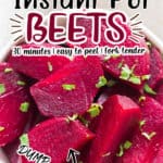soft tender instant pot beets served in white bowls with text