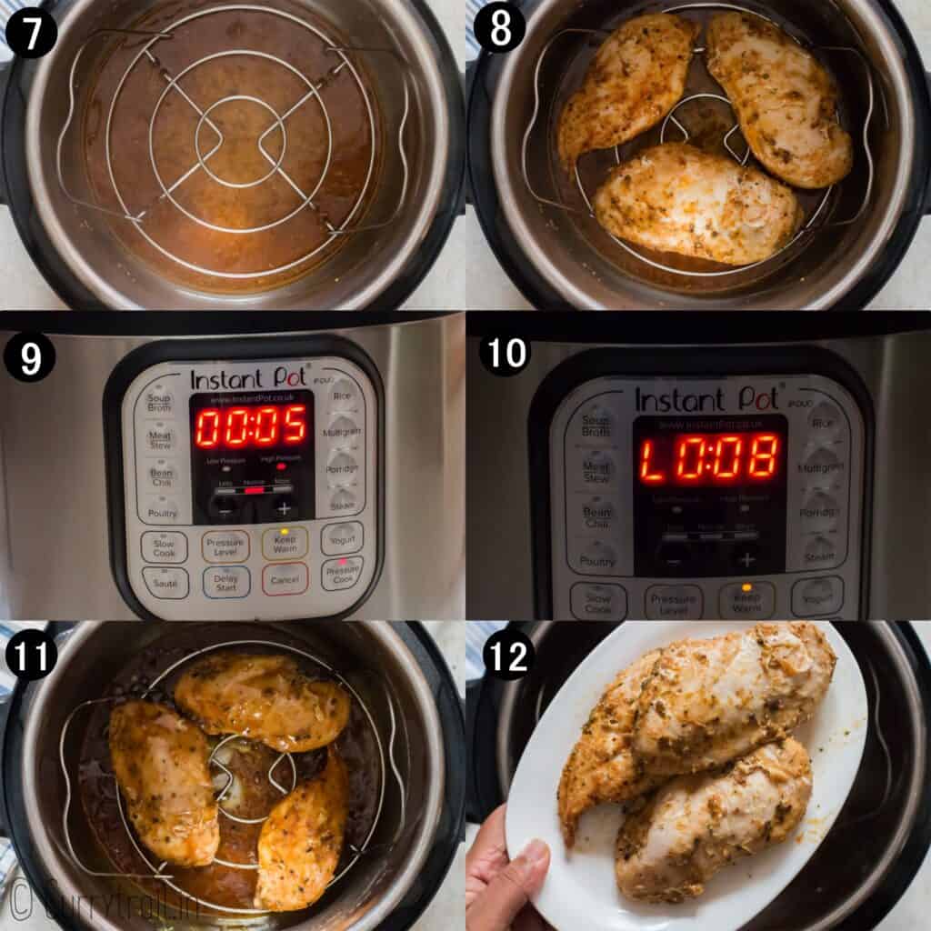 step by step instructions on how to cook chicken breasts in instant pot