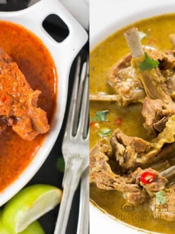 spicy mutton chops recipe in bowl and plate
