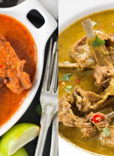 spicy mutton chops recipe in bowl and plate