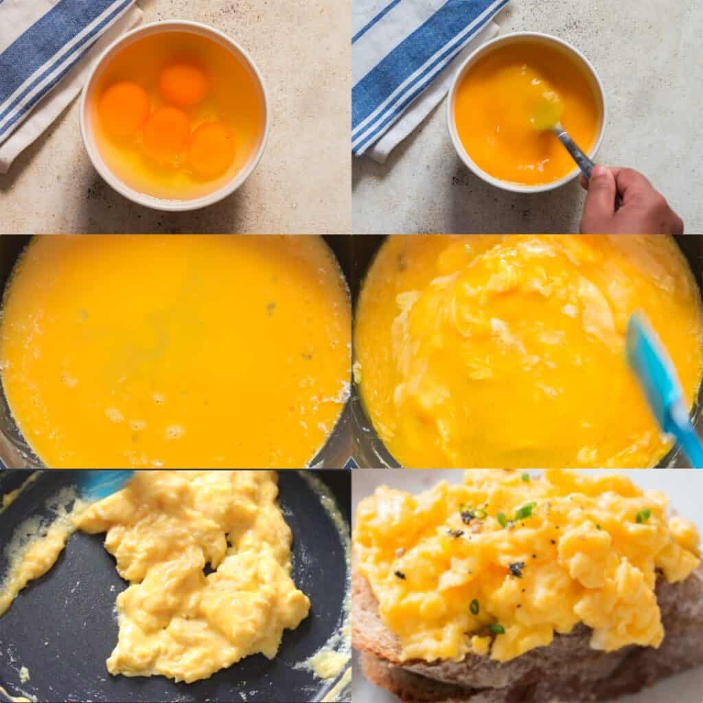 Step by step pictures how to make scrambled eggs