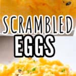 1 minute scrambled eggs served with bread toast with text