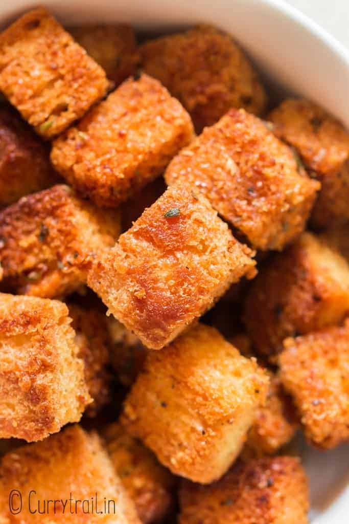 easy to make croutons made at home in bowl