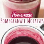 molasses using fresh pomegranate juice made in white sauce stored in glass jar with text