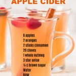 apple cider made in instant pot served in 3 cups with text