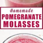 molasses using fresh pomegranate juice made in white sauce stored in glass jar with text